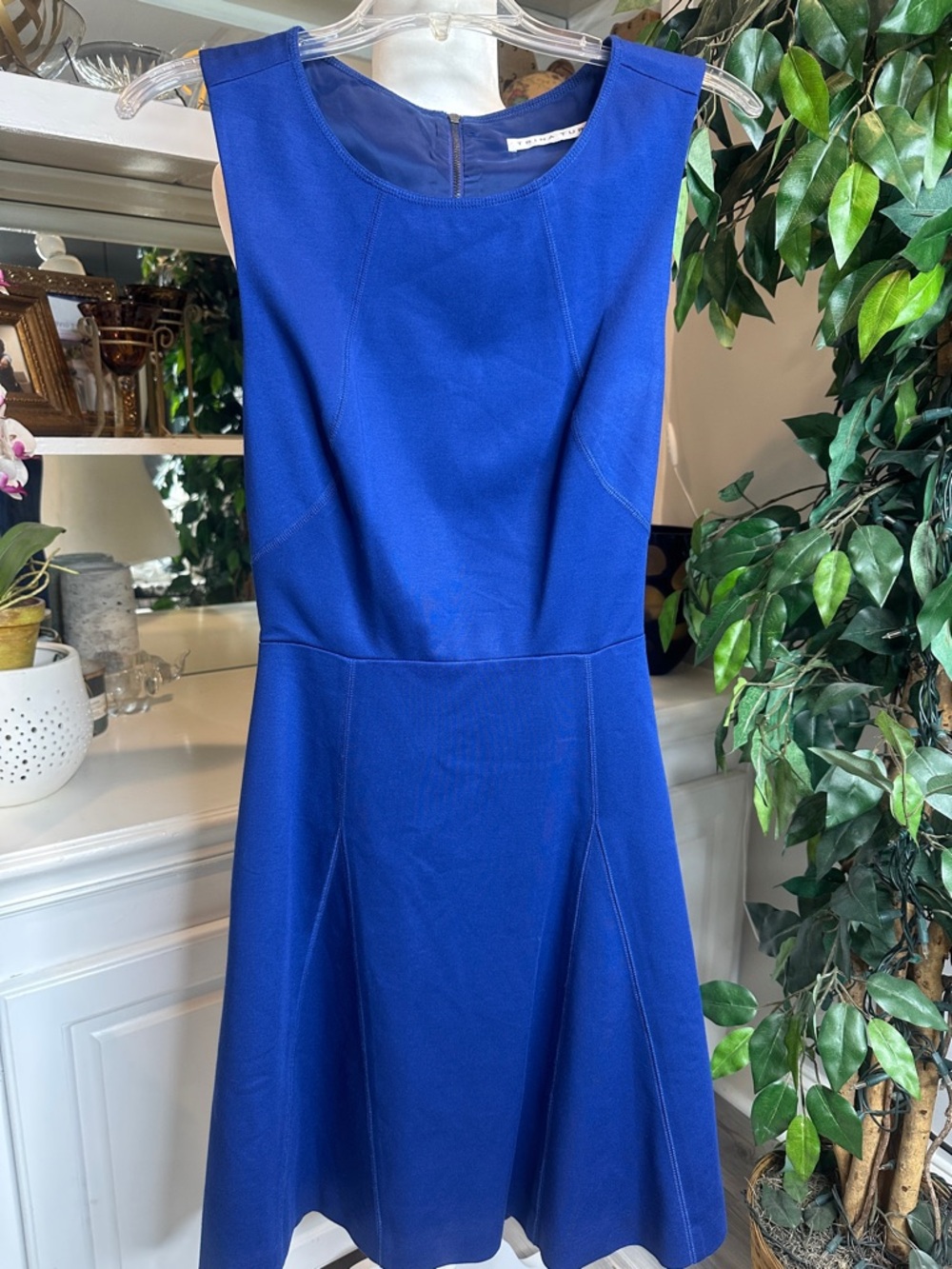 EUC Trina Turk Delphine Cobalt Blue Sleeveless Fit & Flare Cutout Dress, Small